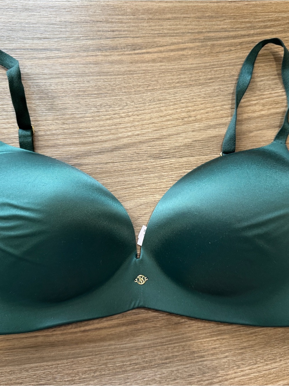Victoria's Secret Dark Green T-Shirt Bra with Gold Accent